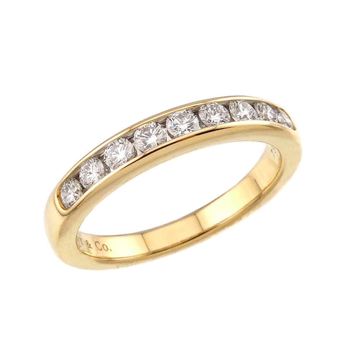 Tiffany & Co Ring Half Diamond 18k YG Yellow Gold 750 — view 5