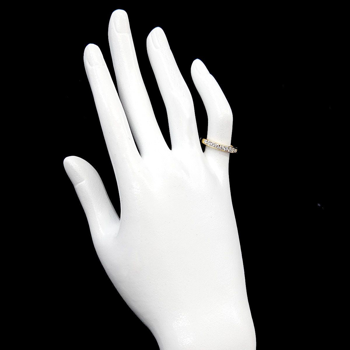 Tiffany & Co Ring Half Diamond 18k YG Yellow Gold 750 — view 7