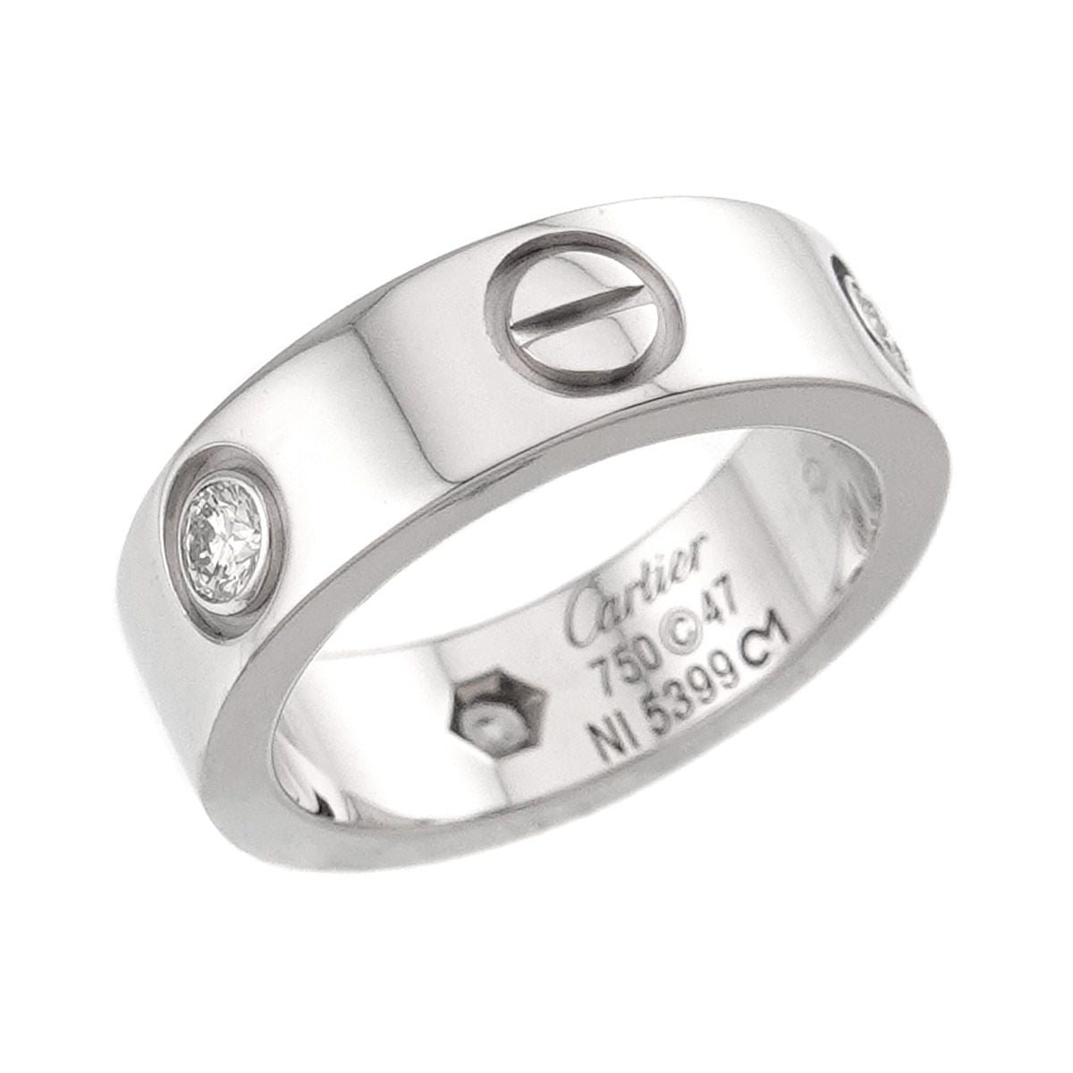 Cartier Love 47 Ring Half Diamond 18k WG White Gold 750 — view 4