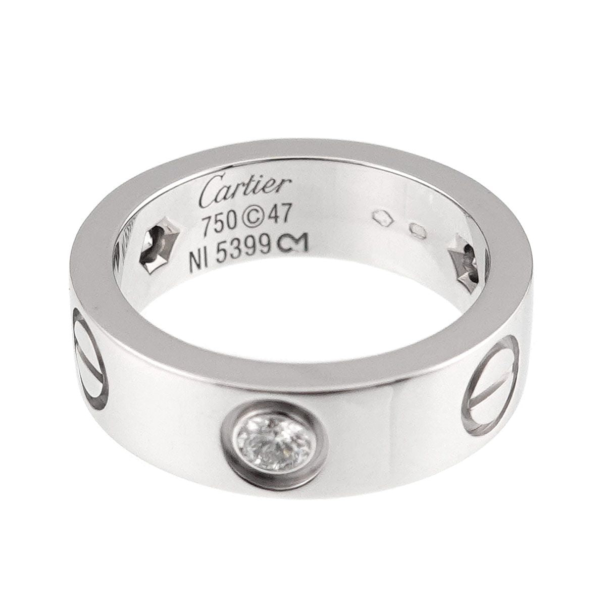 Cartier Love 47 Ring Half Diamond 18k WG White Gold 750 — view 3