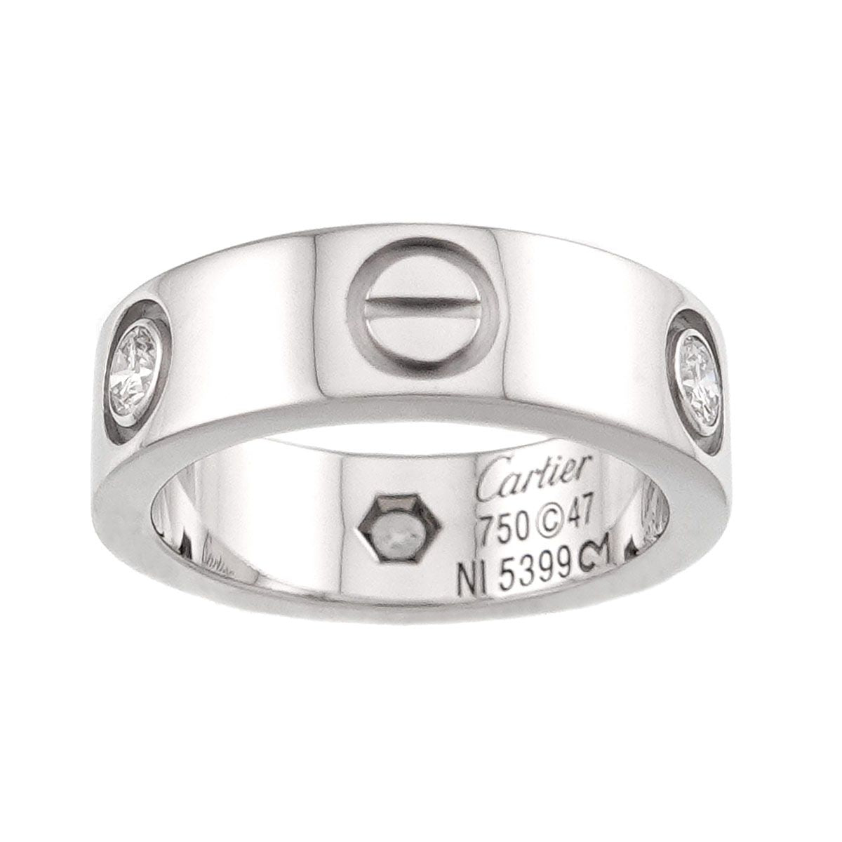Cartier Love 47 Ring Half Diamond 18k WG White Gold 750 — view 2