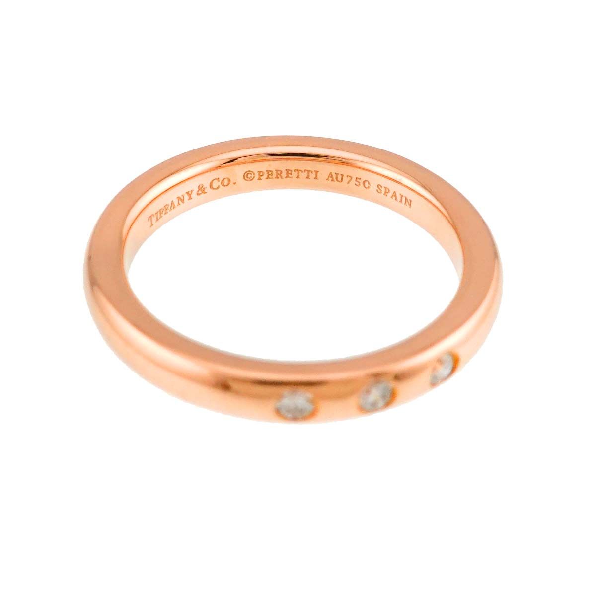 Tiffany & Co Stacking Band Ring Diamond 18k PG Pink Gold 750 — view 3
