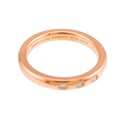 Tiffany & Co Stacking Band Ring Diamond 18k PG Pink Gold 750 — view 3