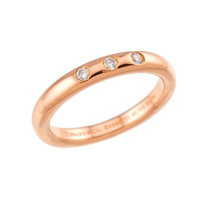 Tiffany & Co Stacking Band Ring Diamond 18k PG Pink Gold 750 — view 4