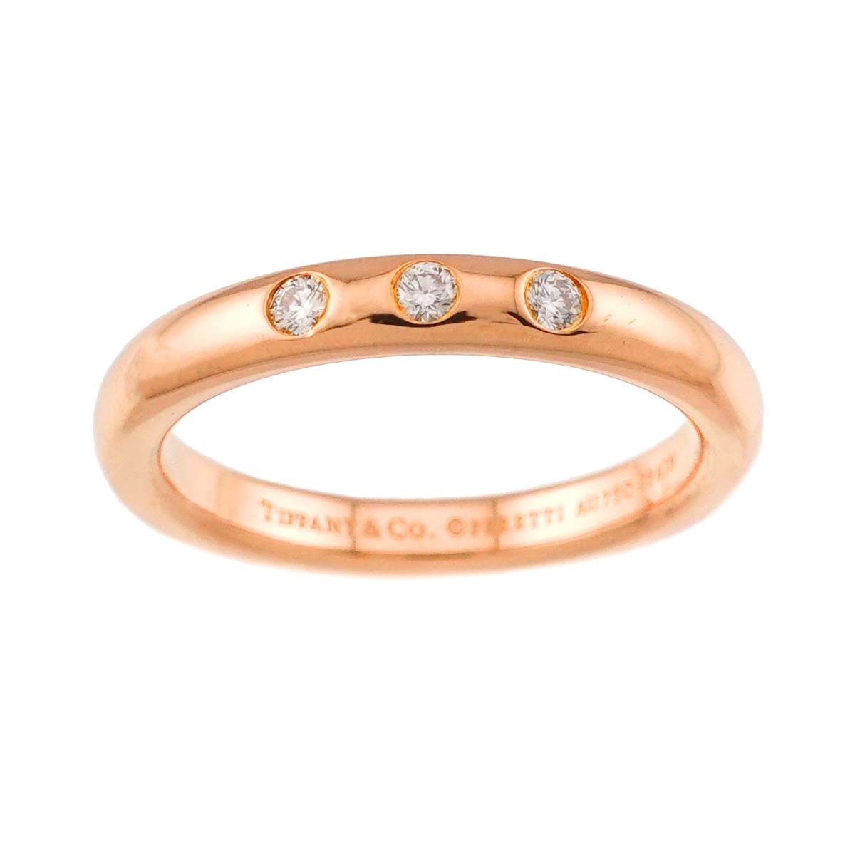 Tiffany & Co Stacking Band Ring Diamond 18k PG Pink Gold 750 — view 2