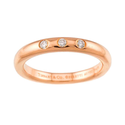 Tiffany & Co Stacking Band Ring Diamond 18k PG Pink Gold 750 — view 2