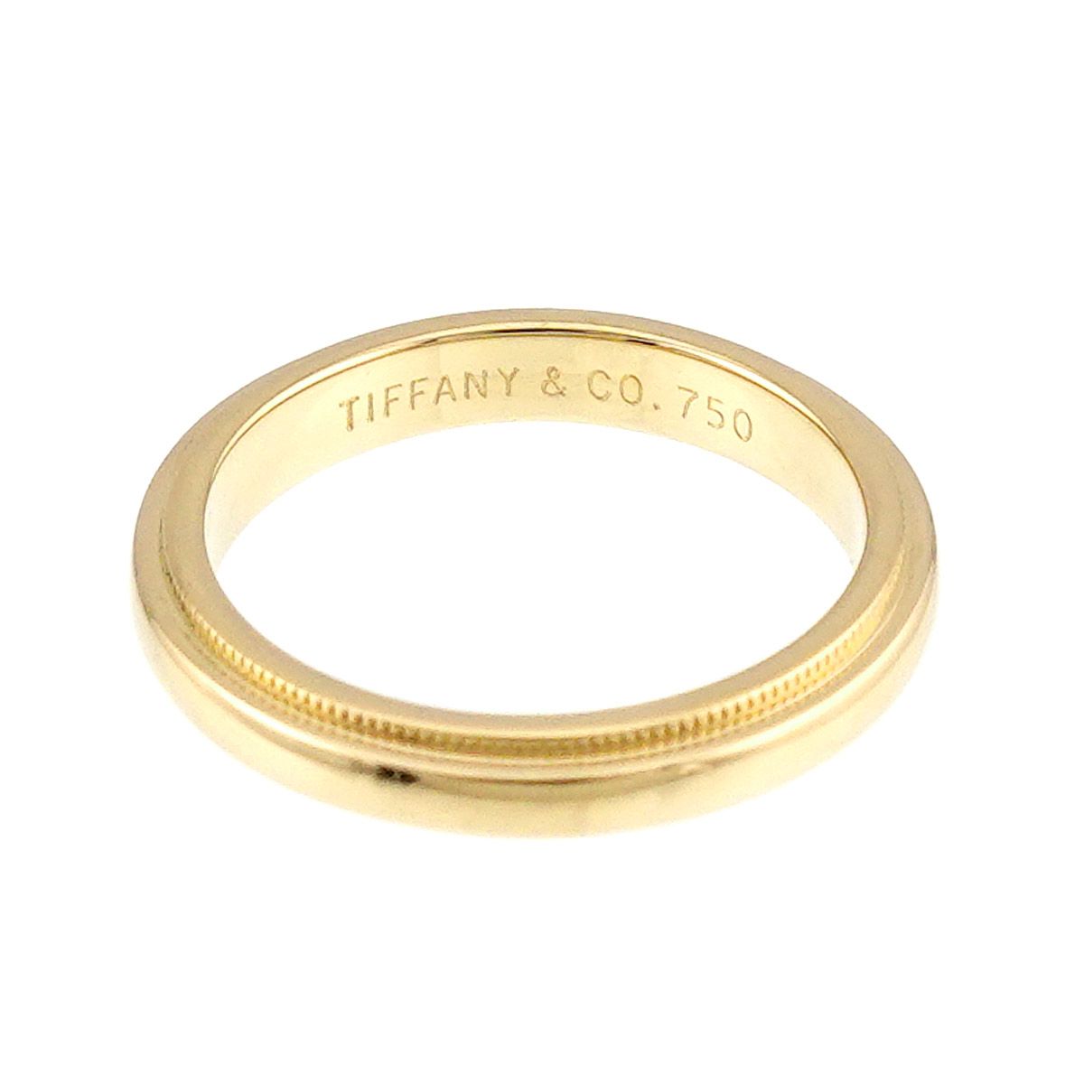 Tiffany & Co Milgrain Band Ring 18k YG Yellow Gold 750 Together — view 3