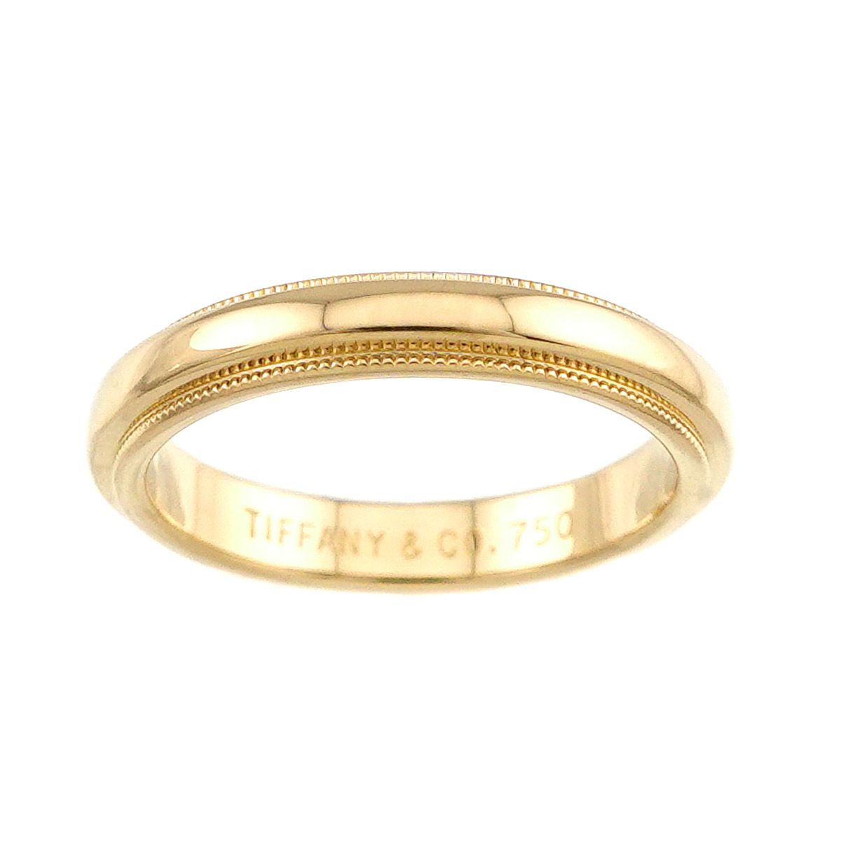Tiffany & Co Milgrain Band Ring 18k YG Yellow Gold 750 Together — view 2