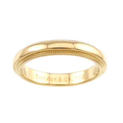 Tiffany & Co Milgrain Band Ring 18k YG Yellow Gold 750 Together — view 2