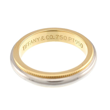 Tiffany & Co Milgrain Band Ring Pt 18k YG 750 Together — view 3