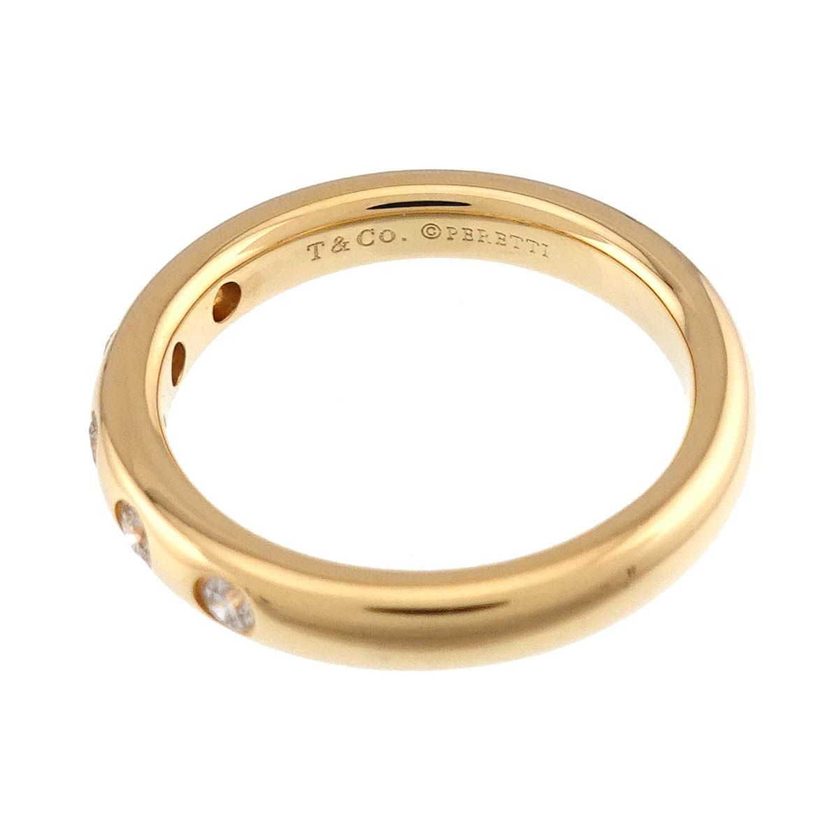 Tiffany & Co Stacking Band Ring Diamond 18k YG Yellow Gold 750 — view 4