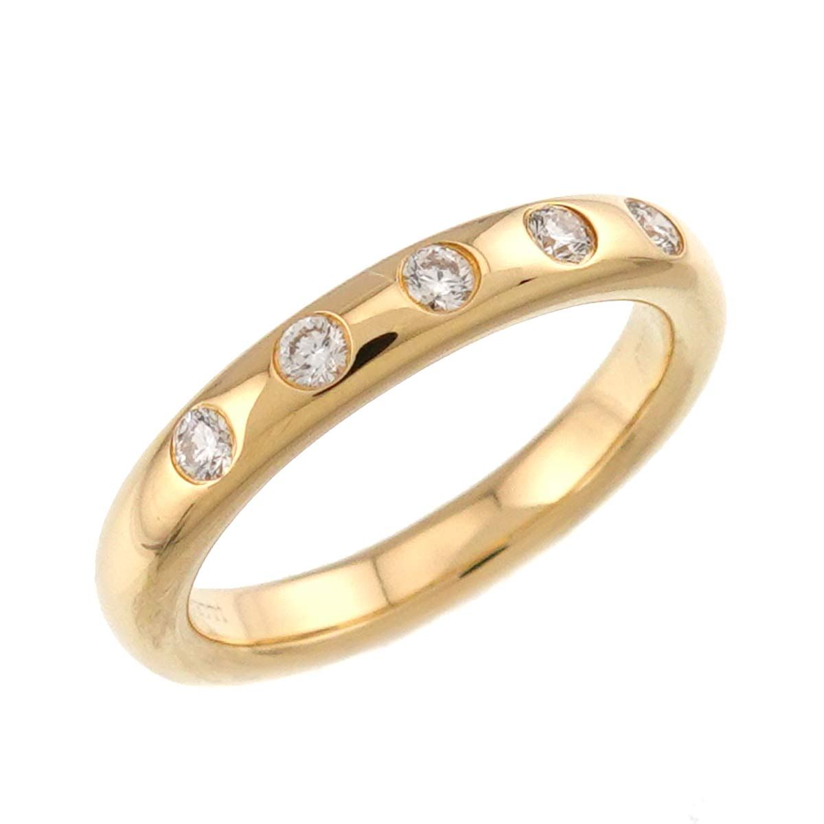Tiffany & Co Stacking Band Ring Diamond 18k YG Yellow Gold 750 — view 5