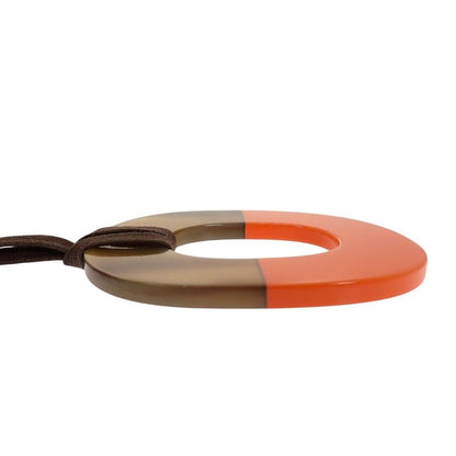 Hermes GM Necklace Buffalo Horn Lacquer Wood Box Orange Brown All Season Large — view 5