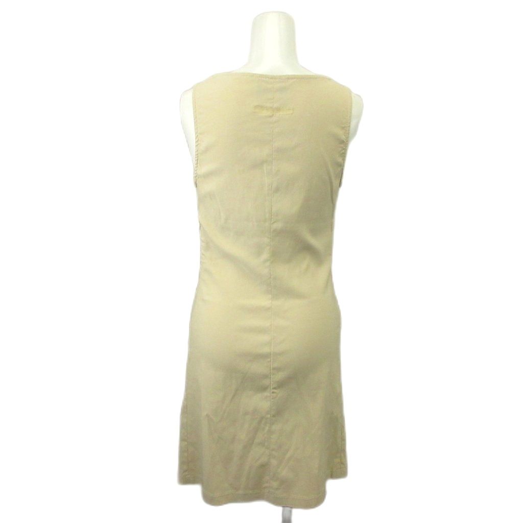Fendi Dress 38 Beige Sleeveless Embossed Round Neck Knee Length MD — view 2