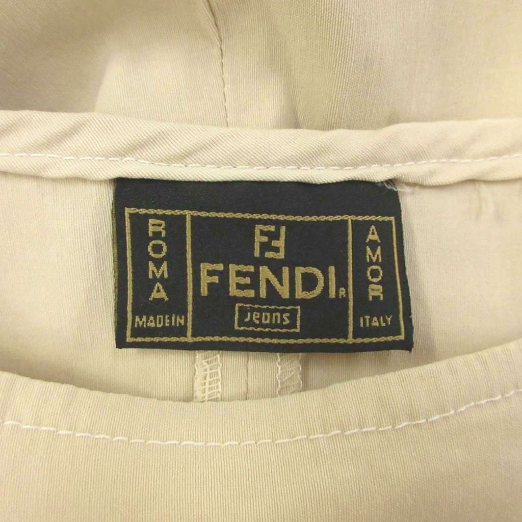 Fendi Dress 38 Beige Sleeveless Embossed Round Neck Knee Length MD — view 6