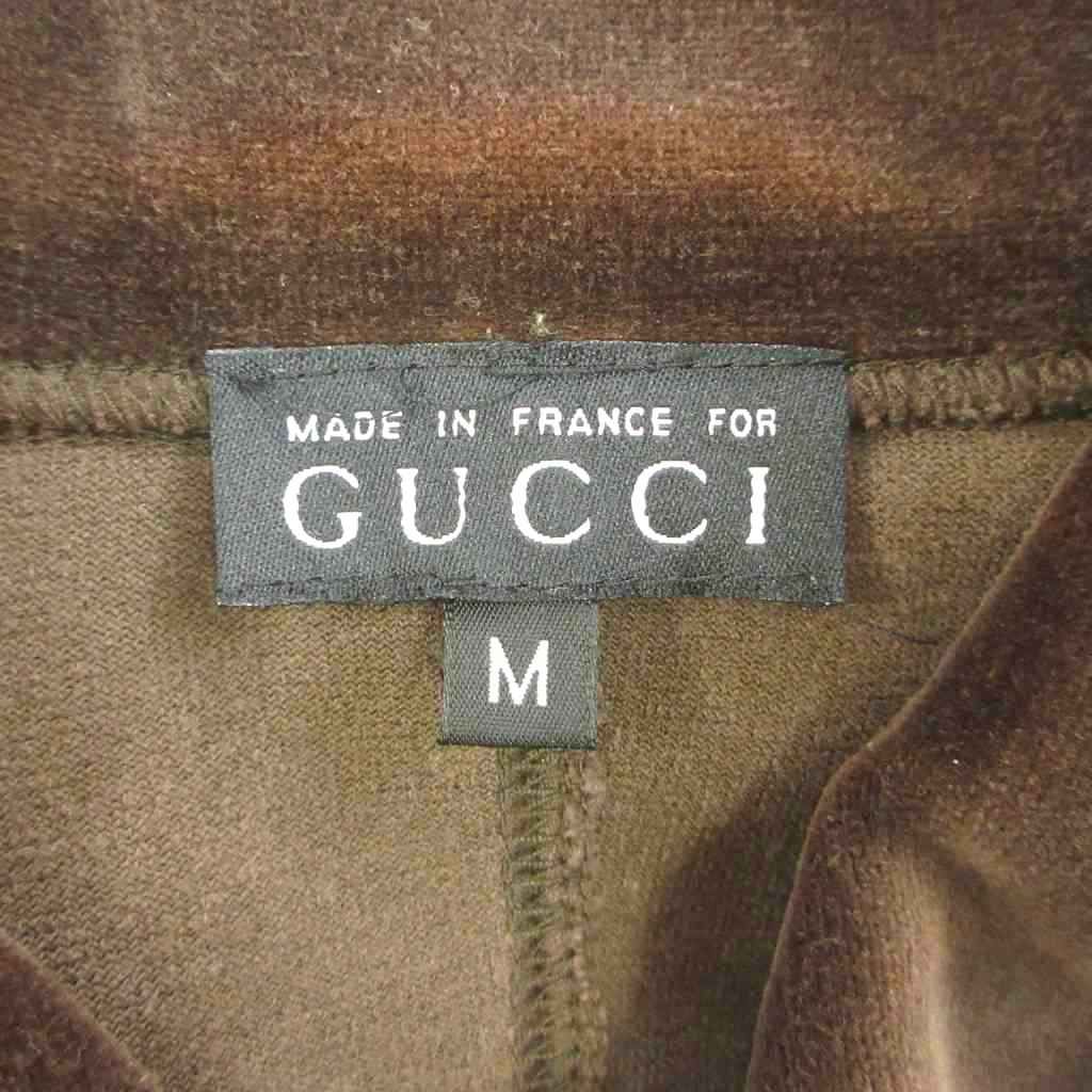 Gucci Shirt Blouse M Brown Regular Color Long Sleeve Velour MD — view 7