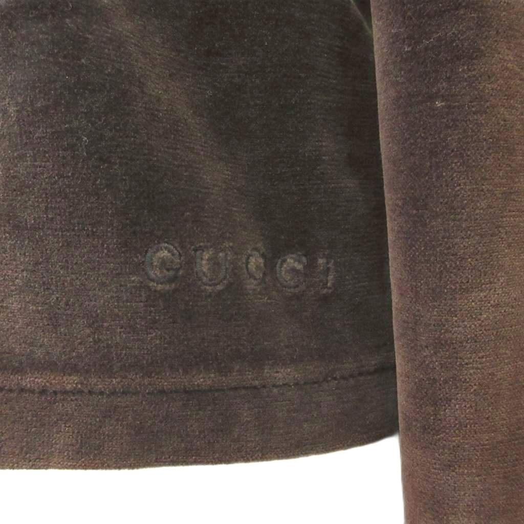 Gucci Shirt Blouse M Brown Regular Color Long Sleeve Velour MD — view 5