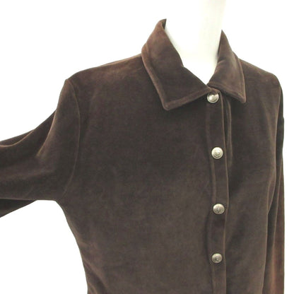 Gucci Shirt Blouse M Brown Regular Color Long Sleeve Velour MD — view 4