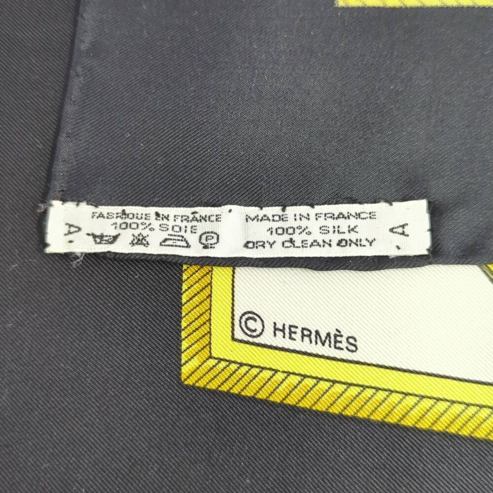 Hermes Carre 90 les Voitures a Transformation Silk Scarf Neckwear Black — view 4