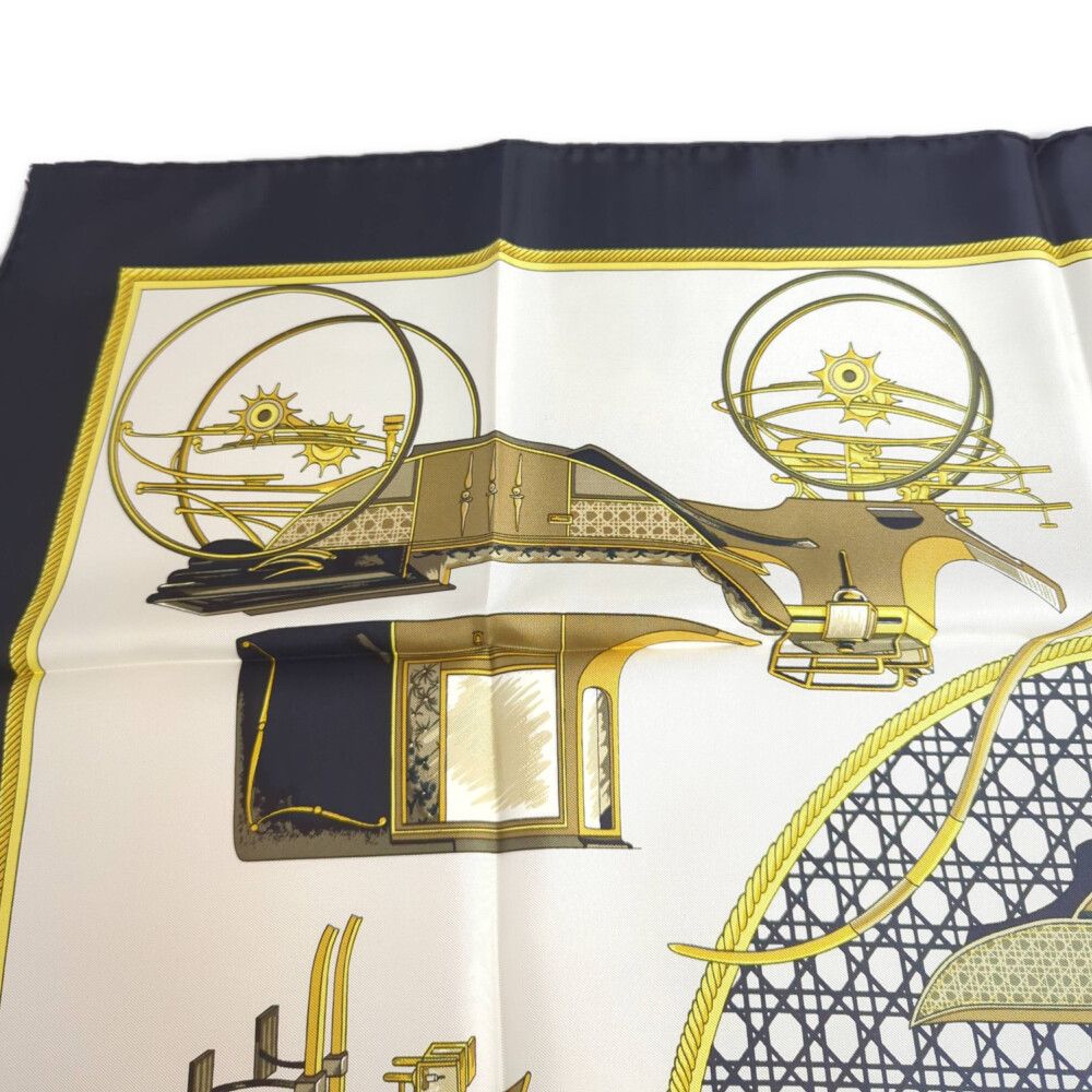 Hermes Carre 90 les Voitures a Transformation Silk Scarf Neckwear Black — view 5
