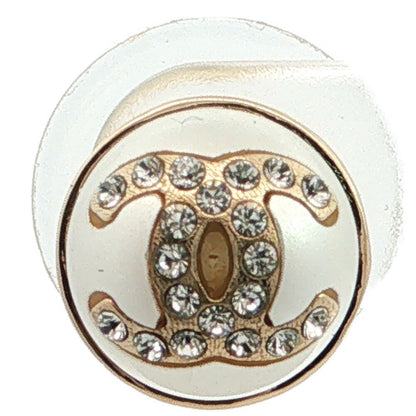 Chanel CC Logo Single Costume Stud Faux Pearl Earrings Alloy Gold