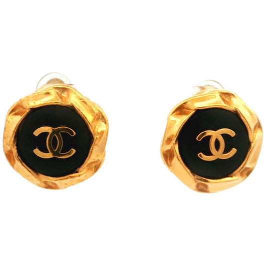 Chanel CC Logo Pair Costume Earrings Alloy Gold
