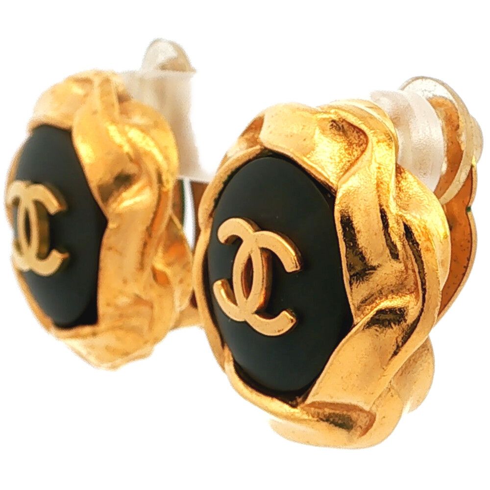 Chanel CC Logo Pair Costume Earrings Alloy Gold — view 2