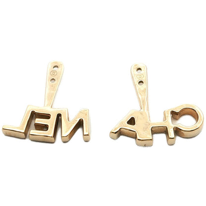 Chanel Logo Motif Rhinestone Setting Costume Earrings Charm Alloy Gold — view 2