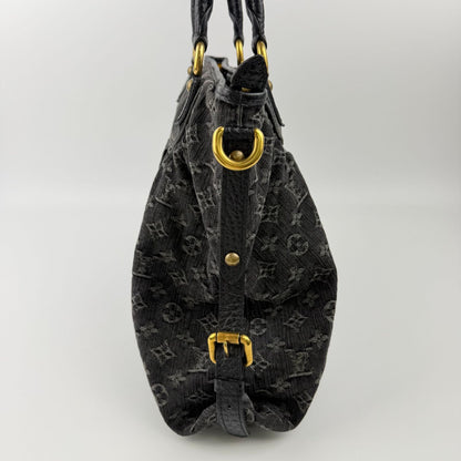 Louis Vuitton Monogram Neokavi Handbag Denim Black Gold Vintage — view 4