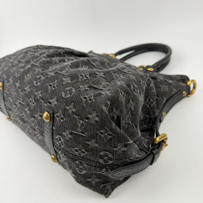 Louis Vuitton Monogram Neokavi Handbag Denim Black Gold Vintage — view 8