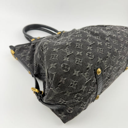 Louis Vuitton Monogram Neokavi Handbag Denim Black Gold Vintage — view 7