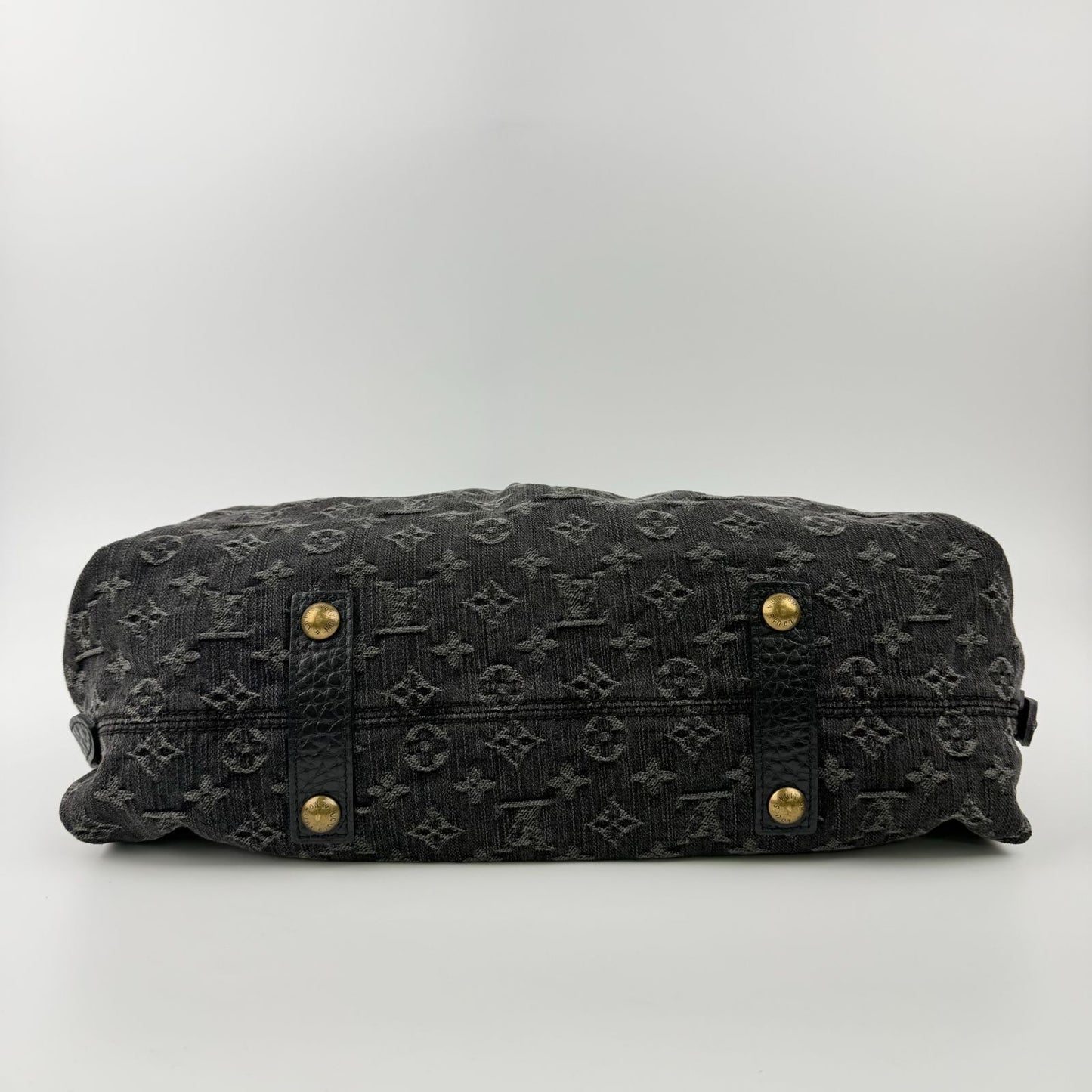 Louis Vuitton Monogram Neokavi Handbag Denim Black Gold Vintage — view 6