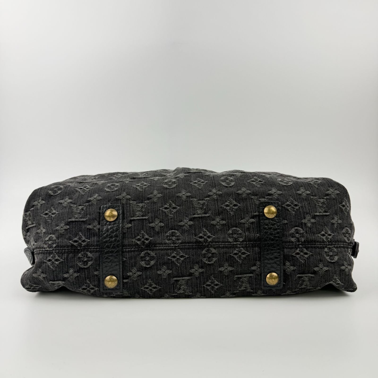 Louis Vuitton Monogram Neokavi Handbag Denim Black Gold Vintage — view 6