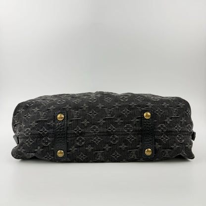Louis Vuitton Monogram Neokavi Handbag Denim Black Gold Vintage — view 6