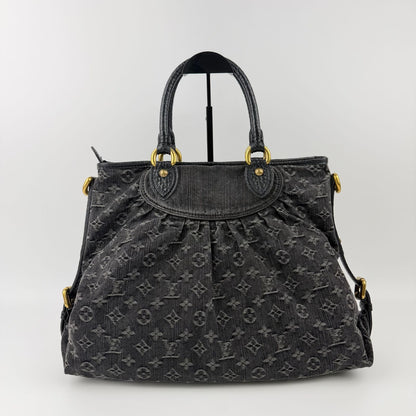 Louis Vuitton Monogram Neokavi Handbag Denim Black Gold Vintage — view 3
