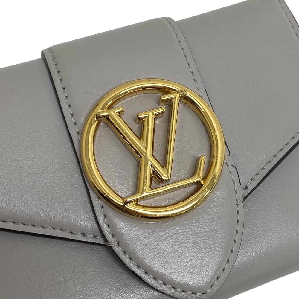 Louis Vuitton Portefeuille Pont Neuf Leather Trifold Wallet Gray — view 5
