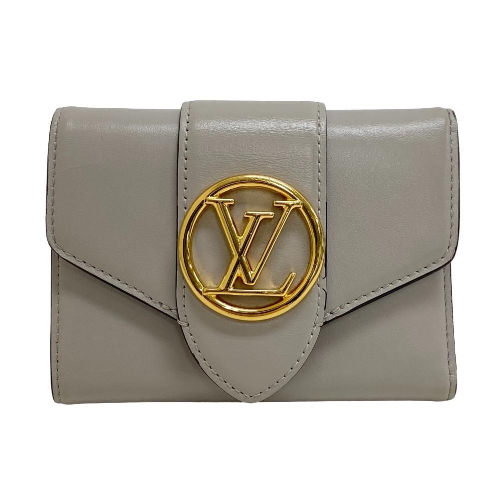 Louis Vuitton Portefeuille Pont Neuf Leather Trifold Wallet Gray