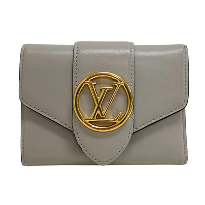 Louis Vuitton Portefeuille Pont Neuf Leather Trifold Wallet Gray