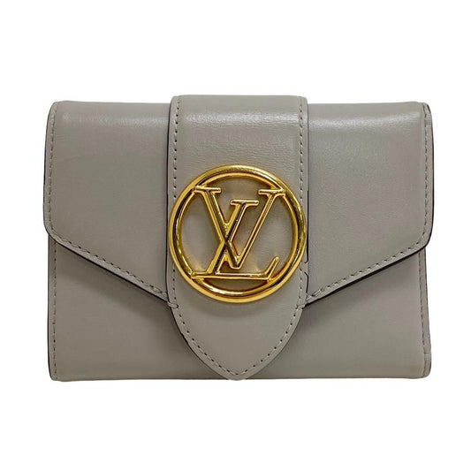 Louis Vuitton Portefeuille Pont Neuf Leather Trifold Wallet Gray