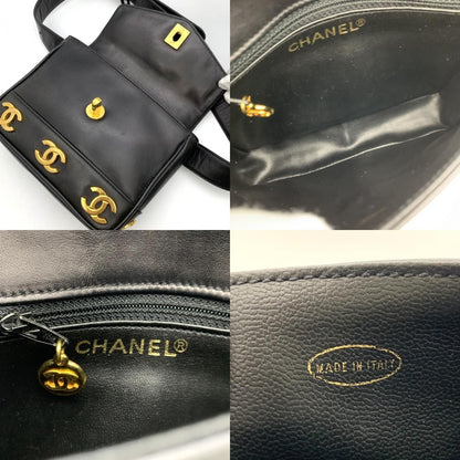 Chanel Waist Bag Triple CC Logo Leather Black — view 9