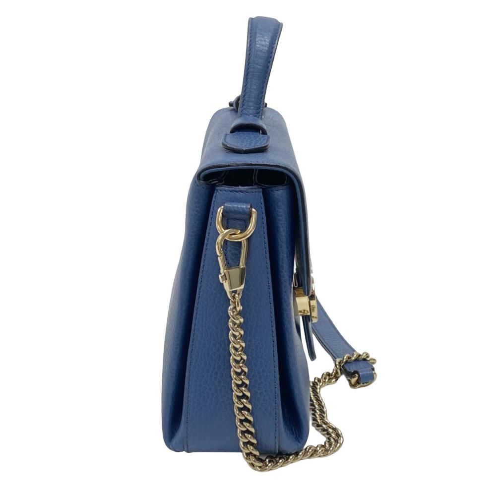 Gucci 2-Way Leather Shoulder Bag Blue — view 3