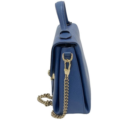 Gucci 2-Way Leather Shoulder Bag Blue — view 4
