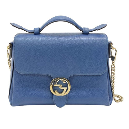 Gucci 2-Way Leather Shoulder Bag Blue