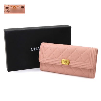 Chanel Quilted Bifold Wallet Caviar Leather Pink Gold — view 2