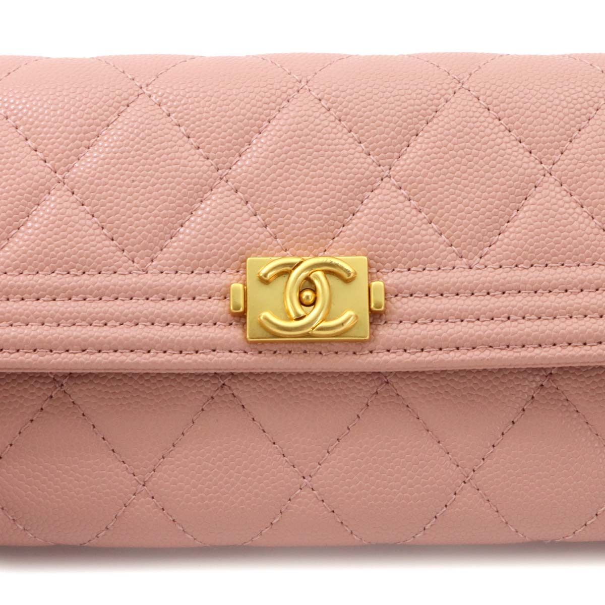 Chanel Quilted Bifold Wallet Caviar Leather Pink Gold — view 9