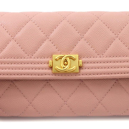 Chanel Quilted Bifold Wallet Caviar Leather Pink Gold — view 9