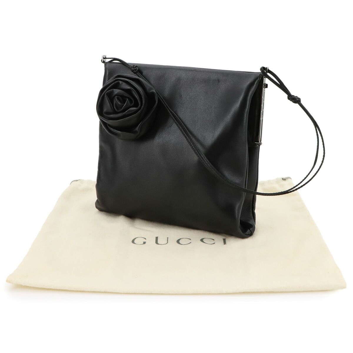 Gucci Shoulder Bag Leather Black 005 Silver — view 2