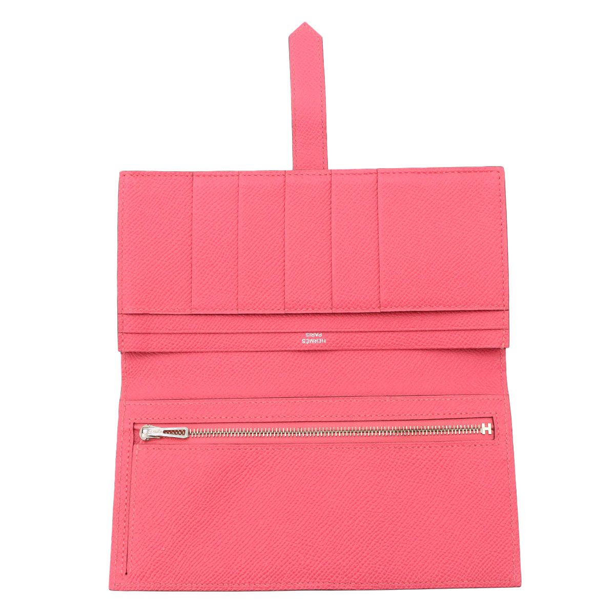 Hermes Bearn Souffle Bifold Wallet Epsom Rose Azalea Silver Soufflet — view 6