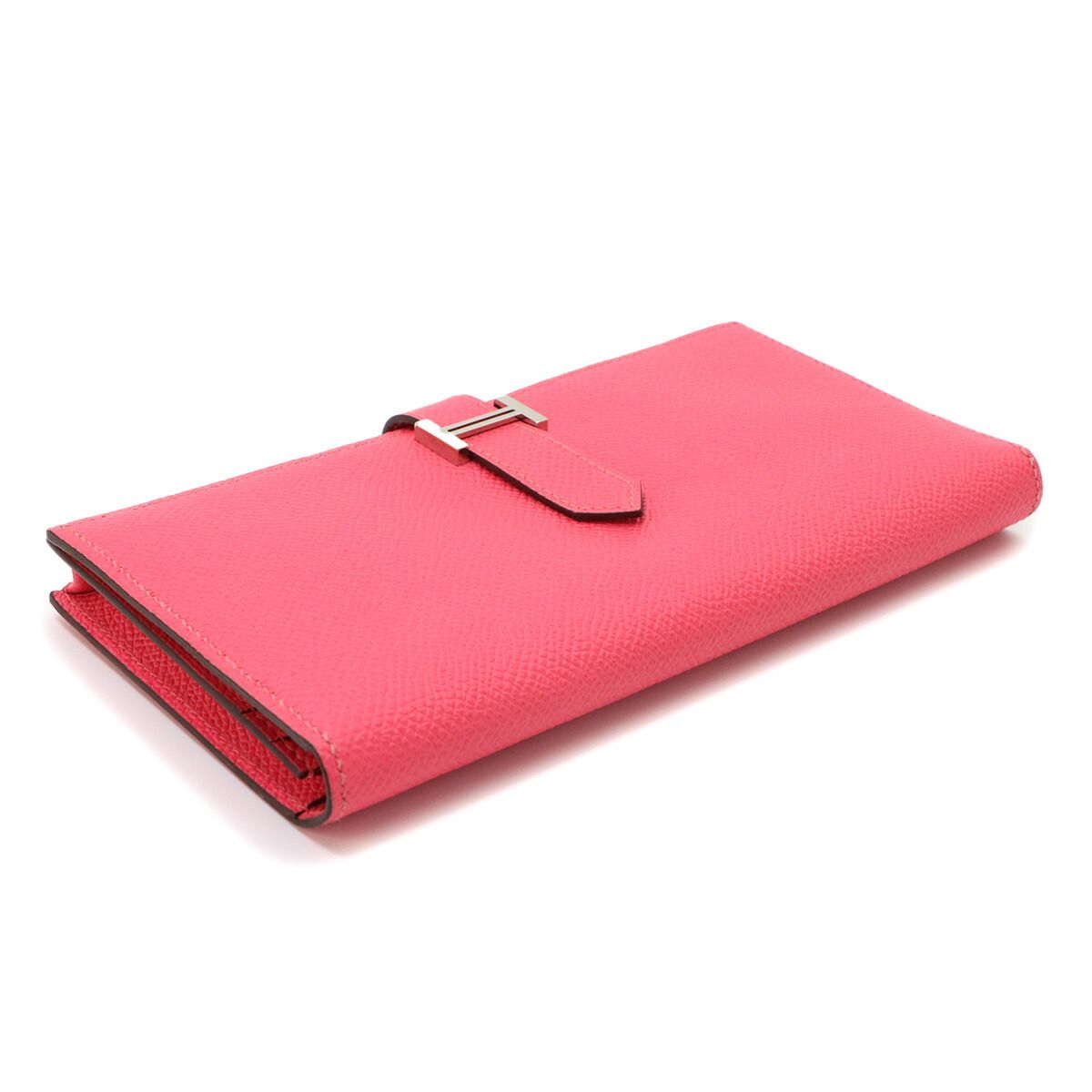 Hermes Bearn Souffle Bifold Wallet Epsom Rose Azalea Silver Soufflet — view 4
