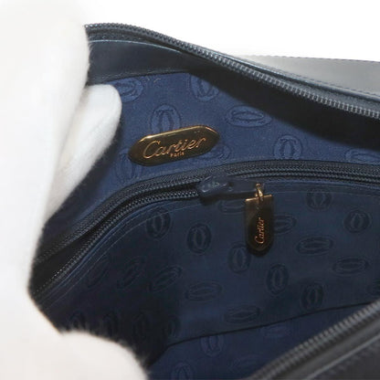 Cartier Sapphire Line S de Shoulder Bag Leather Navy Gold Vintage — view 7